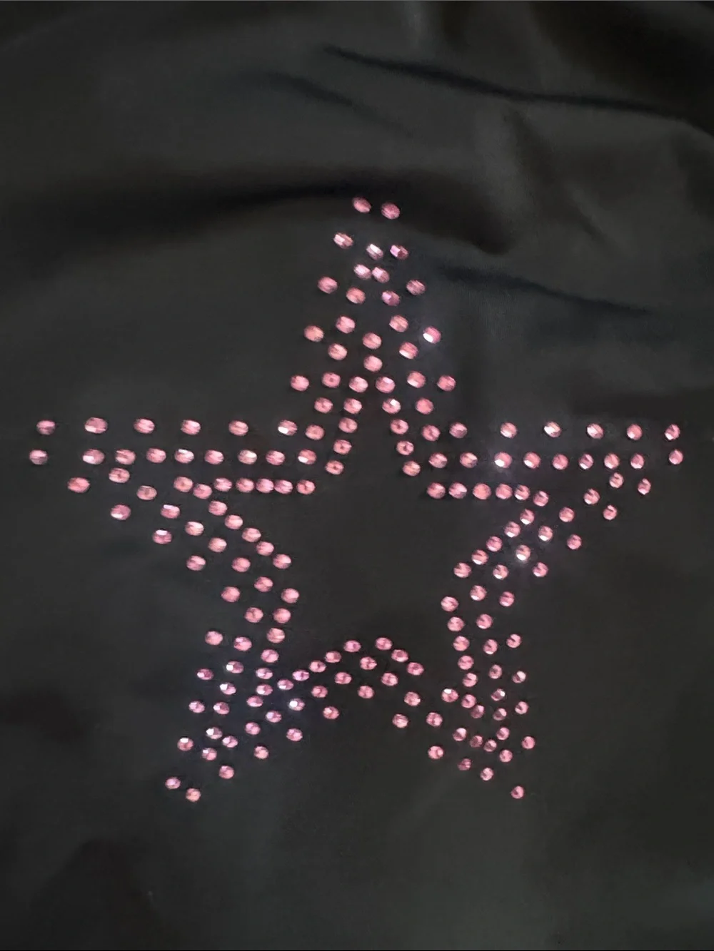 Weissman Black Sports Leotard Dance Gymnastics with Pink Rhinestone Star Accent